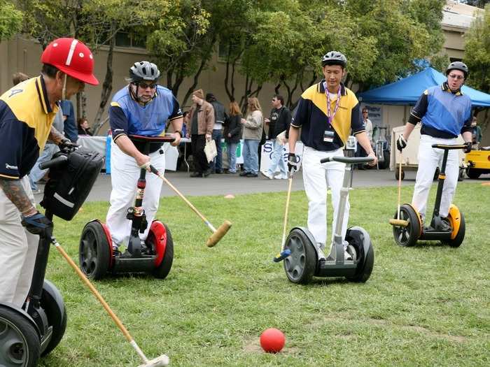 In his spare time, Wozniak likes to play Segway polo with his hometown team, the Silicon Valley Aftershocks.