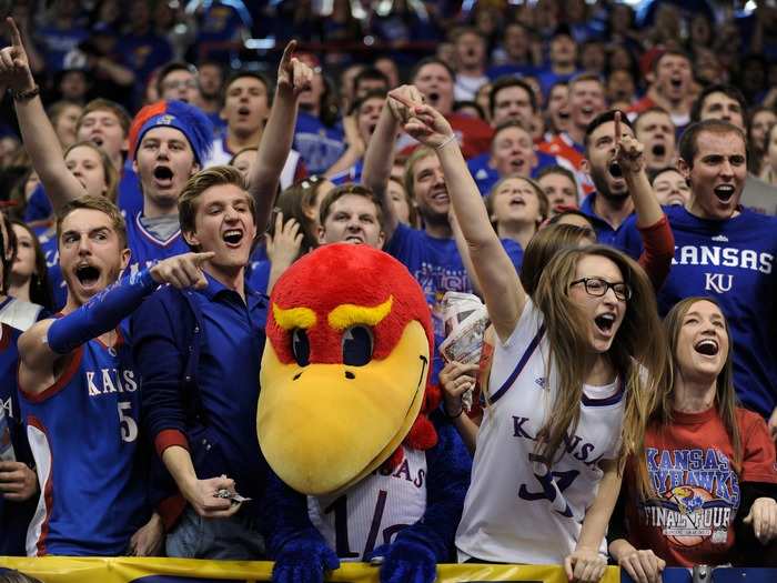 3. University of Kansas — Basketball at KU is a way of life. Students say they even plan their social schedules according to games, as school pride is tradition for the Jayhawks.