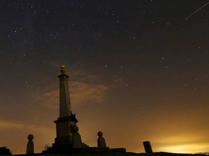 The natural fireworks show is captured near Wendover in southern England.