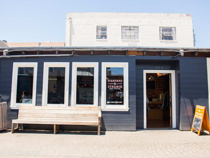 The cool blue exterior of menswear store Standard & Strange drew me in.