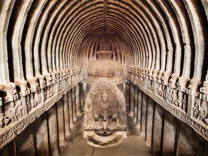 The Buddhist monuments which fill the Ajanta Caves tell stories that date back to the 1st and 2nd centuries B.C.