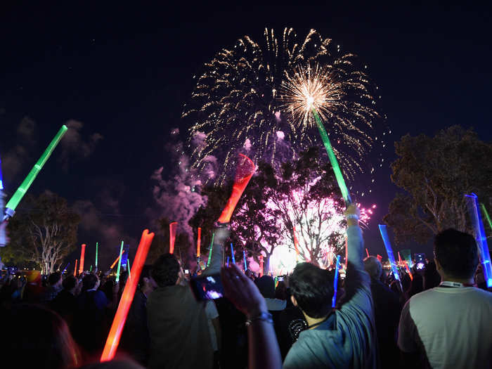 A new "Star Wars" fireworks display will close out the parks on weekend nights set to the score of the "Star Wars" movies.