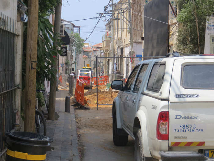 Walking around or driving is challenging right now in Tel Aviv. Construction just started on the city