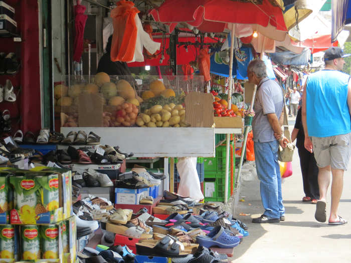 There are streets and streets of fresh produce and other products.