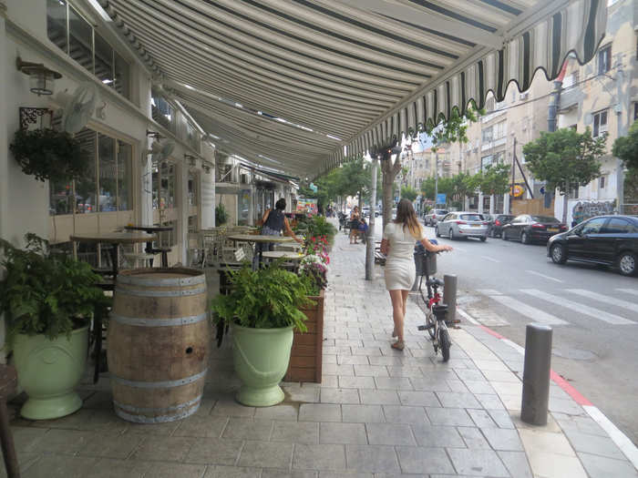 Every street has outdoor cafes. Tel Aviv has a very European feel.