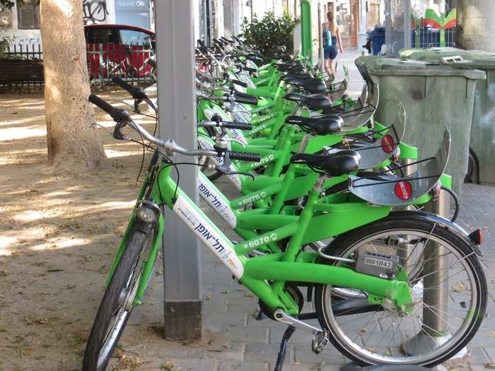 Bike rentals are everywhere, so a visitor can travel by bike, too, if you wish. Most people take taxis, which are also plentiful and easy to order through the Israeli Get Taxi app, or via Uber. (Uber drivers are taxi drivers in Israel, not private cars.)