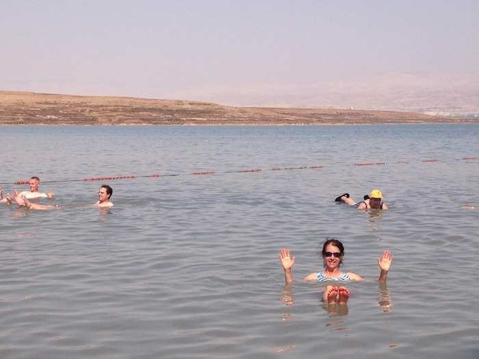 ... the spectacular, lowest-spot-on-earth, the Dead Sea, where the water is so salty and full of minerals, that you float like sitting in a chair. Pro tip: it was brutally hot to visit on an August afternoon and the water was hot. Better to visit the Dead Sea in the summer at night.