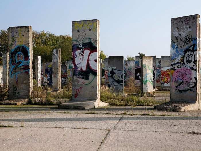 Over the years, segments of the Berlin Wall have been gifted and sold to countries around the world. Here, portions of the Wall are up for sale at a storage yard in Teltow, Germany.