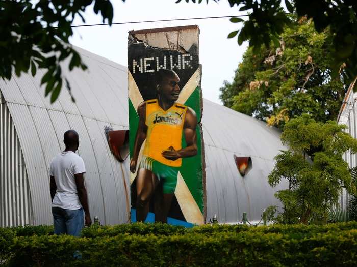 This 12-foot section of the Berlin Wall was given to Olympic champion Usain Bolt by the city of Berlin after he broke the world records in the 100 and 200 meter finals of the World Athletics Championships in 2009. The gift sits at the Jamaica Military Museum and Library in Kingston.