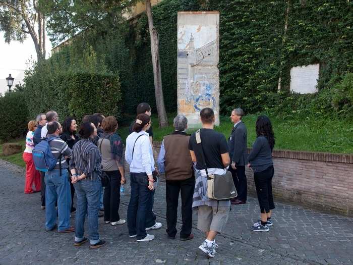 When visiting the Vatican Gardens of Vatican City, you’ll come across a slab of the Berlin Wall that was allegedly won by former Ferrari motor sport director Marco Piccinini during an auction in 1990. He gifted it to the Vatican in 1994.