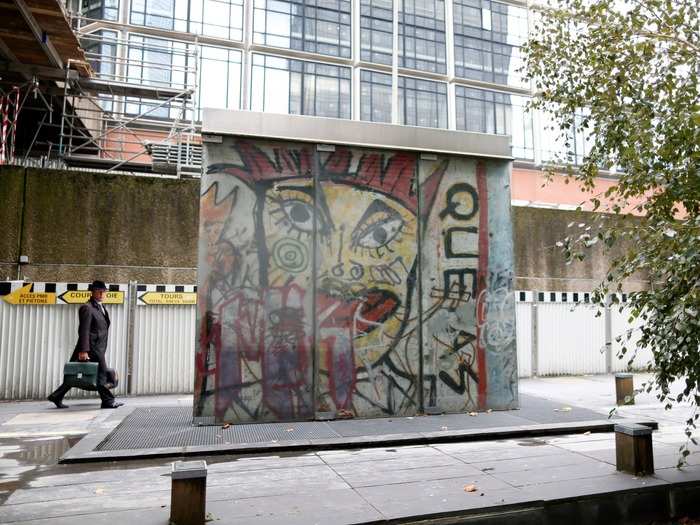 The French municipality of Courbevoie bought this piece of the Berlin Wall back in 1990. It sits on display in the La Defense business district and includes a painting by famed German artist Kiddy Citny.