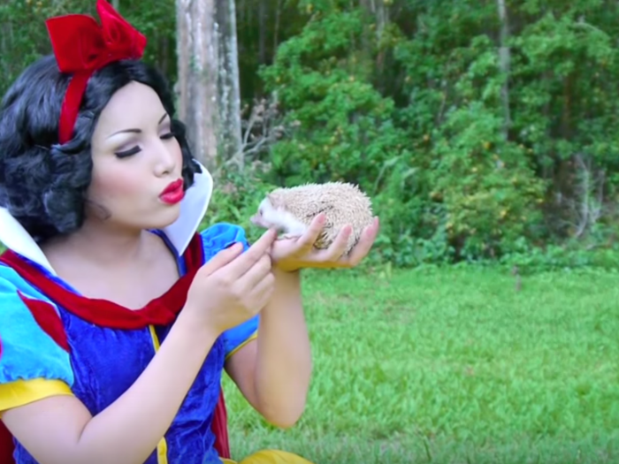In addition to a Snow White costume, Phan even found a forest creature to pose with.