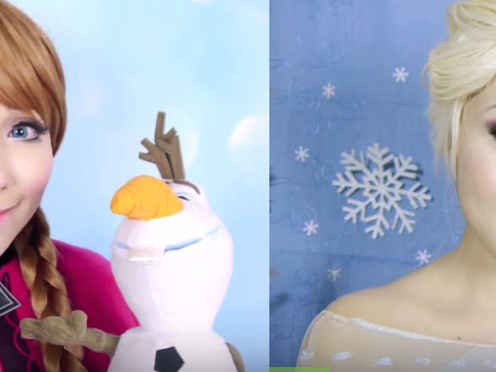 She even changed into sisters Anna and Elsa from the massive hit “Frozen.” Elsa is her most popular video to date with over 45 million views.