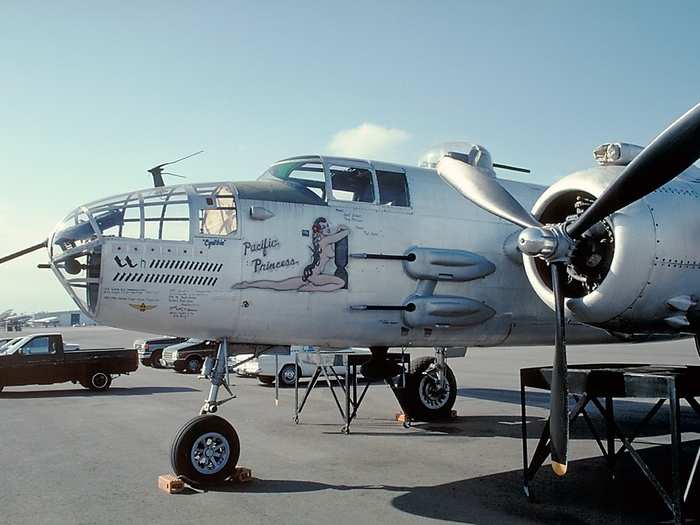 An Australian engineer, Maj. Paul I. "Pappy" Gunn, was the first to remove the bombardier-navigator from the greenhouse compartment of a B-25 and equip the plane with eight 50-caliber machine guns.