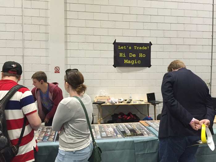 Lots of trading stalls around the outside of the tournament were selling Magic: The Gathering cards.