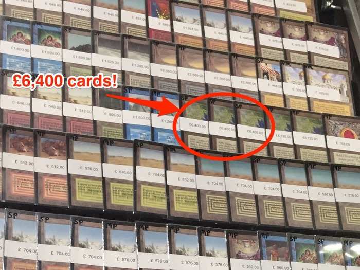 Some cards are crazily expensive! One rare card was being sold for £6,400.