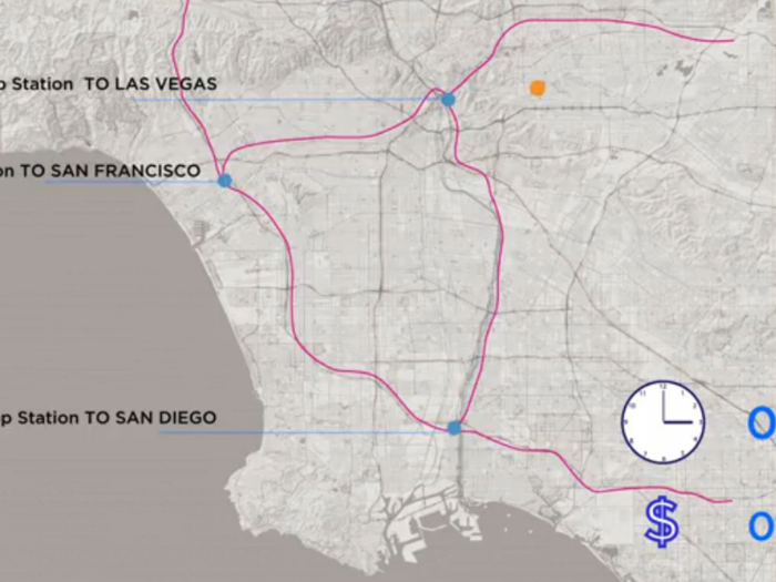 This is a network of Hyperloop stations and tubes proposed by Hyperloop Transportation Technologies.