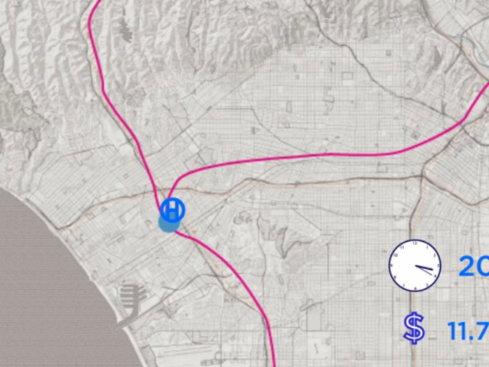 From there, it would take only five minutes — and cost only $11.77 — to get to the departure point for pod going to San Francisco.