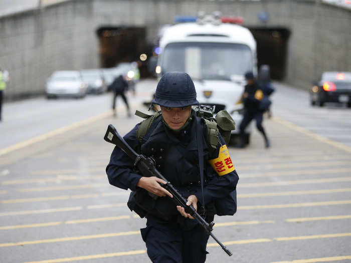 South Korean police also play a role in guarding and patrolling high value targets, such as tunnels.