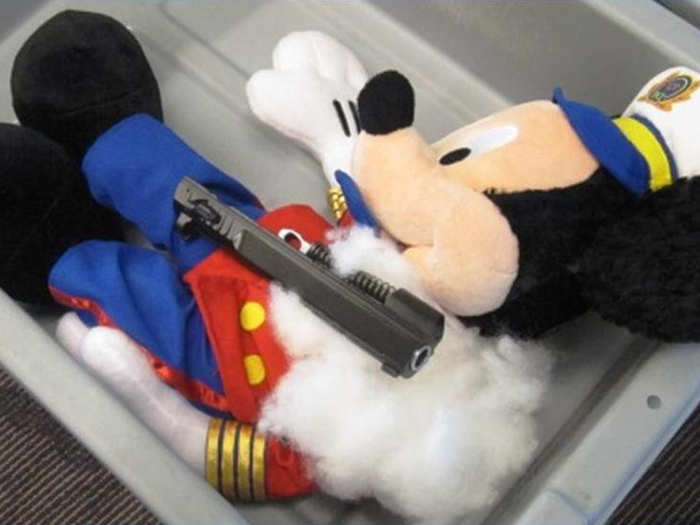 TSA agents at T.F. Green Airport in Warwick, Rhode Island found a gun hidden inside a Mickey Mouse plush doll.