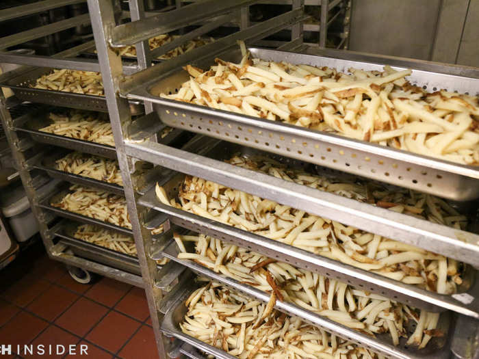 Wingstop offers a few sides, including baked beans, potato salad, and freshly baked roles, but none have garnered a following like the Seasoned Fries. This Wingstop location goes through roughly 450 pounds of Idaho potatoes every day.