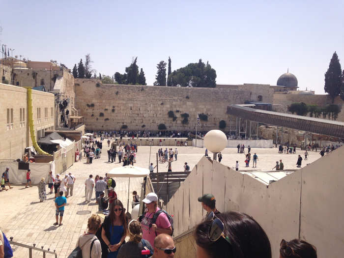 Inside the Old City are spectacular holy sites. This is the Western Wall, the most sacred site for Jews.