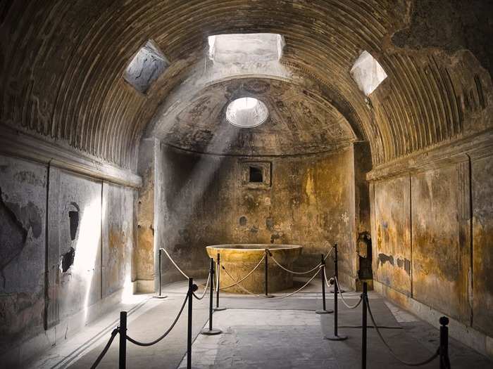 Pompeii had a complex water system and port, and even two bath houses. The Terme Stabiane has beautifully stuccoed, vaulted changing rooms, and the Terme Suburbane, which is just outside Pompeii’s walls, features frescoes so graphic it scandalized the Vatican.