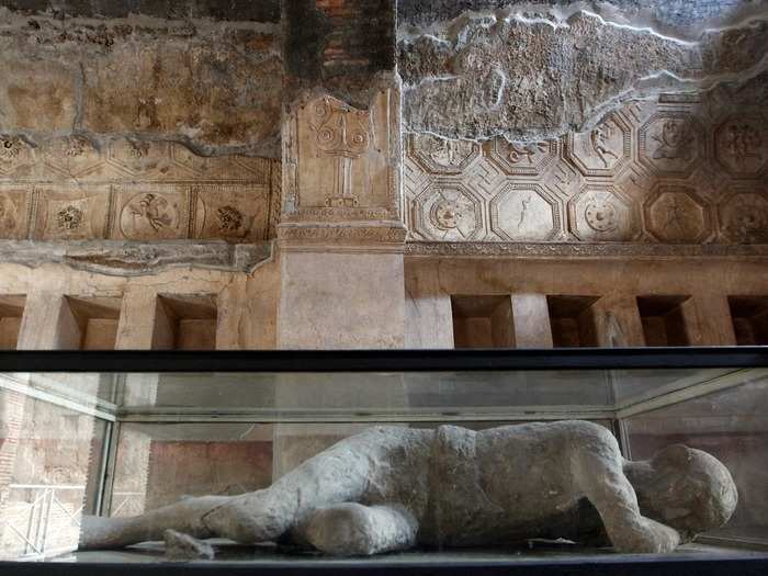 Excavators found that ash-covered skeletons, which had detailed clothing, positioning, and even facial features. Morbidly, many of them were left where they were found — hiding under staircases, crouching in corners, holding on to each other.