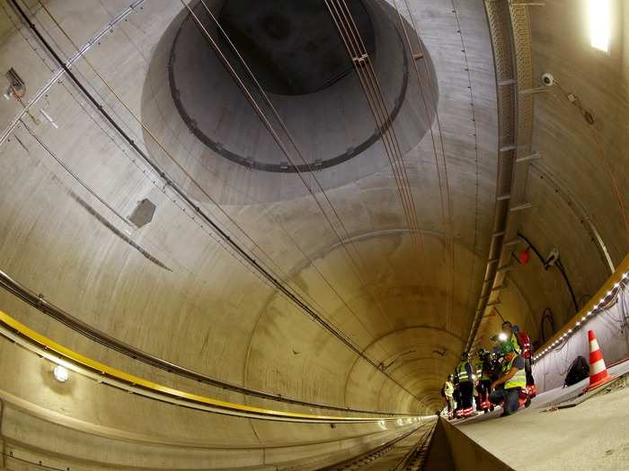 Journalists got to see—and photograph—a first-hand look at the inside of the cavernous tunnel.