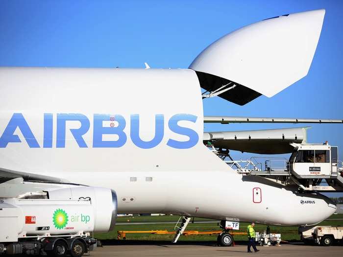 Segments for final assembly arrive in China on a specially designed Airbus known as "Beluga."