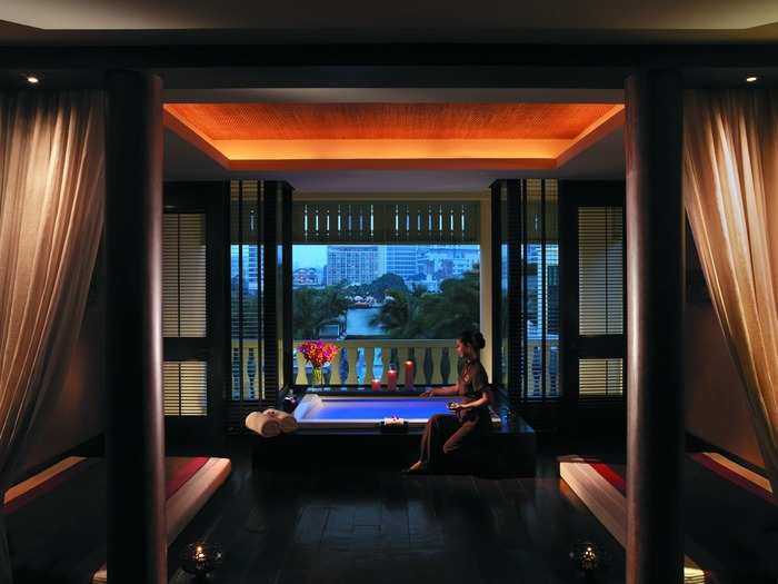 The spa at the Peninsula hotel in Bangkok, Thailand, is an ideal getaway housed in a traditional Thai colonial-style building that overlooks the Chao Phraya River. There are private suites with steam showers and a relaxing en-suite whirlpool.