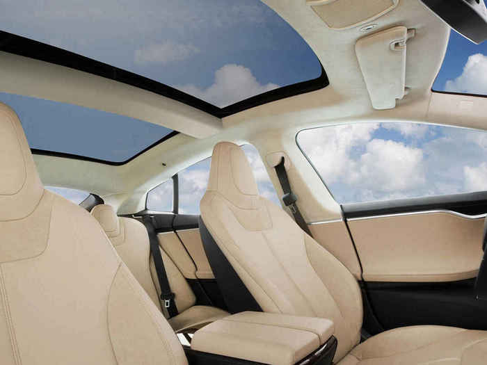 The vehicle has a pretty cool all glass panoramic roof that opens with just a swipe on the LCD screen.