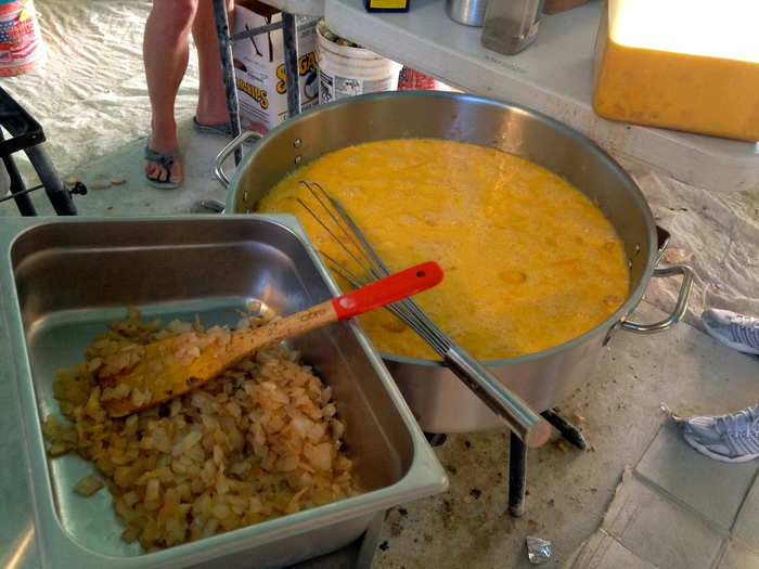 There was food for hundreds. Check out the massive pot of scrambled eggs being made.