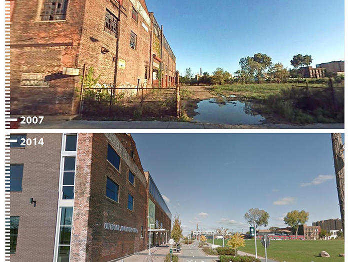 A Detroit, Michigan, swamp makes way for a park.