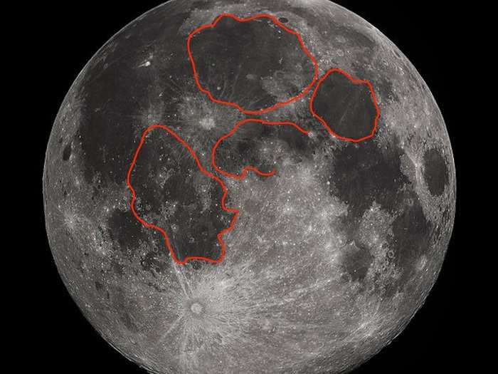 The man in the moon is perhaps the most familiar figure in space. Some people also report seeing a rabbit and other forms. The dark areas on the lunar surface were formed by ancient volcanic eruptions and the lighter patches are lunar highlands.
