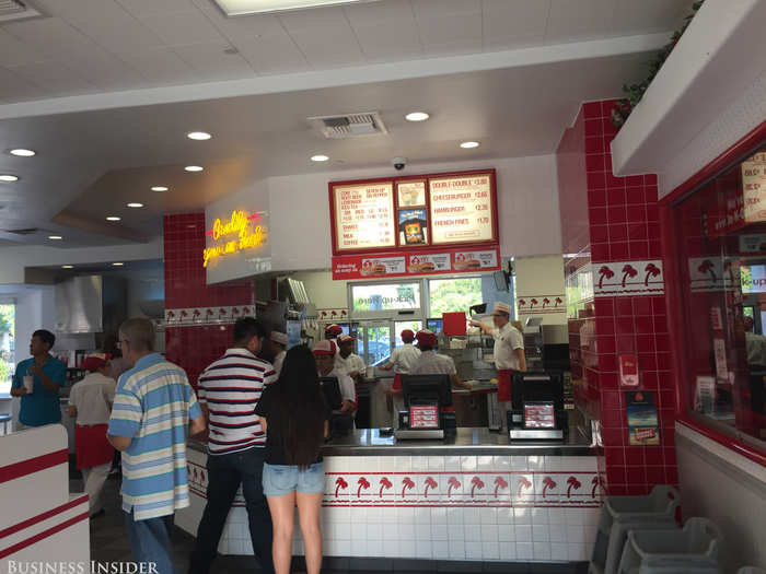 The interior is classic burger shop — no moss or succulents here. As an In-N-Out newbie, I was a bit confused by the menu — $3.80 for a double cheeseburger? That can