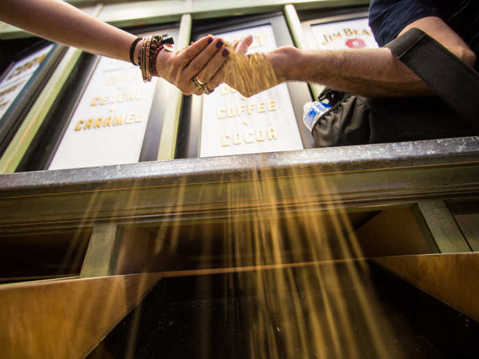 The mash bill is poured into a 10,000-gallon fermenter, where it