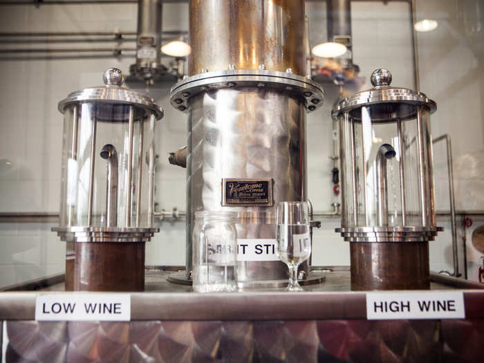 After fermentation, the beer makes its way into a column where it