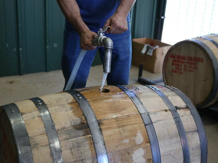 The high wine is then aged for four years in new charred oak barrels.