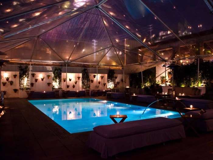 Attend ultra-chic pool parties at Skybar, located at the rooftop of the Mondrian Hotel.