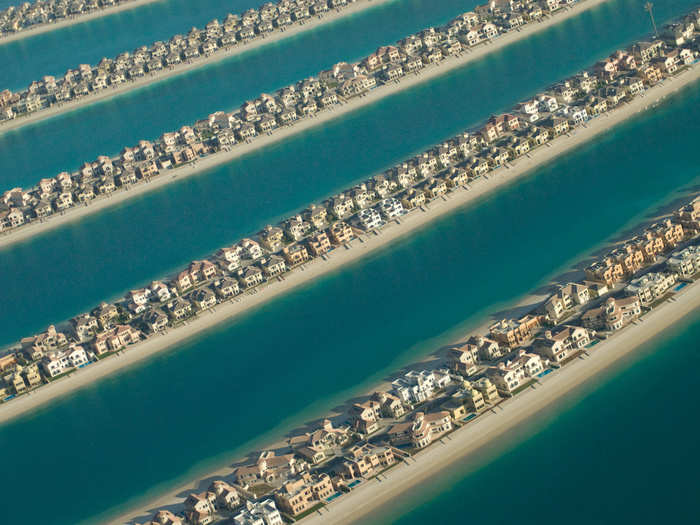 Construction began on these residences in 2001. By 2006, the homes of Palm Jumeirah were ready to be occupied. The three separate archipelagos that were built have added 320 miles to the coast of Dubai.