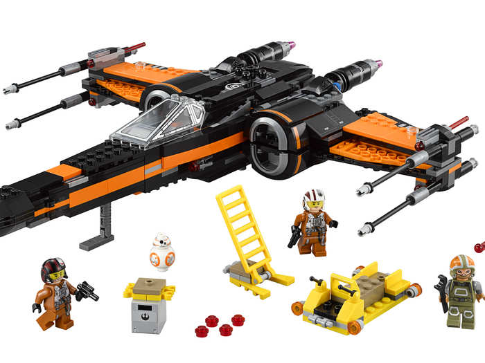 The $79.99 717-piece LEGO set comes with four characters: Poe Dameron, his droid BB-8, a Resistance ground crew member, and a Resistance X-wing pilot.