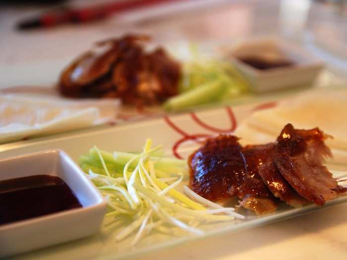 The combination of tender duck meat and crispy skin makes Peking duck one of China