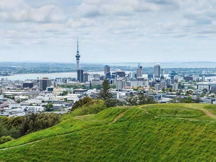 The Sky Tower in Auckland, New Zealand, is the tallest man-made structure in the country and has everything from viewing platforms to bungee jumping to restaurants, making it a tourist magnet. However, you can get just as good a view — but without the price and the wait — from Mount Eden, a dormant volcano that