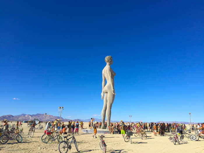 This giant sculpture of a woman is always a festival favorite. Every year her looks change slightly.