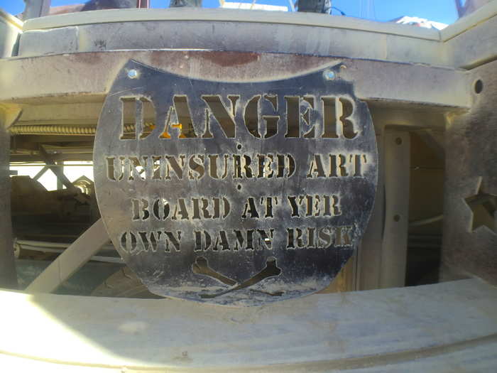 But had a warning sign for riders: "DANGER: Uninsured art board at yer own damn risk."