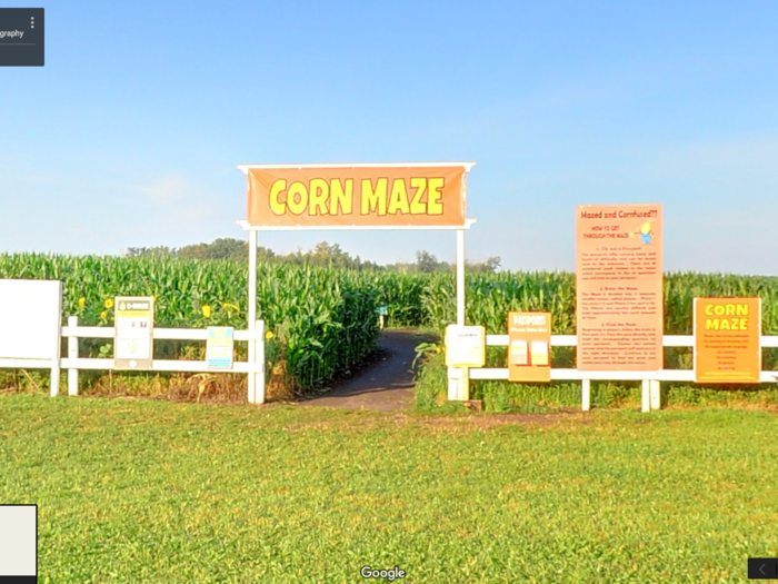 This is a real live corn maze in Canada that you can walk through in Google Street View. It might take you a few tries before you get it right.