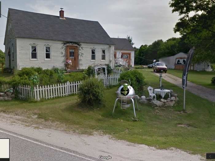 Aliens have already landed outside this home in Gray, Maine. The lawn ornament isn