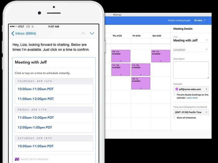 Mixmax lets you create one-click templates and polls, and helps you easily schedule meetings