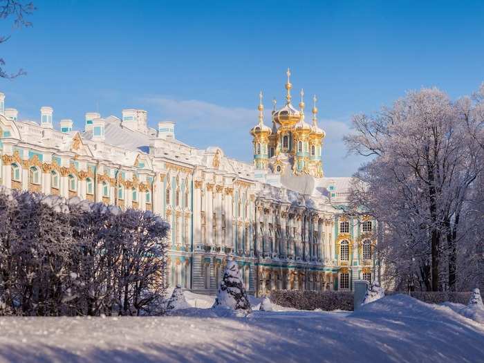 The resulting palace stretches close to one kilometer and is covered in over 220 pounds of gold on the outside.